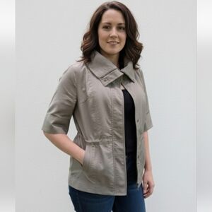 Christopher & Banks Khaki Utility Jacket Short Sleeve Size XL